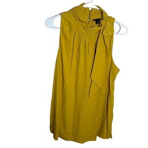 Ann Taylor Tank Top Women's Medium Mustard Ruffle Career Tie Yellow Bow